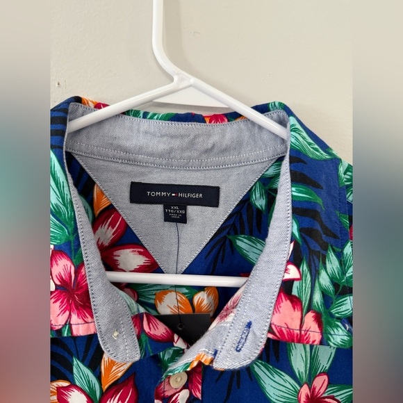 NWT Tommy Hilfiger Hawaiian Button Front Shirt Casual Multi Color Blue Size XXL - Picture 3 of 6